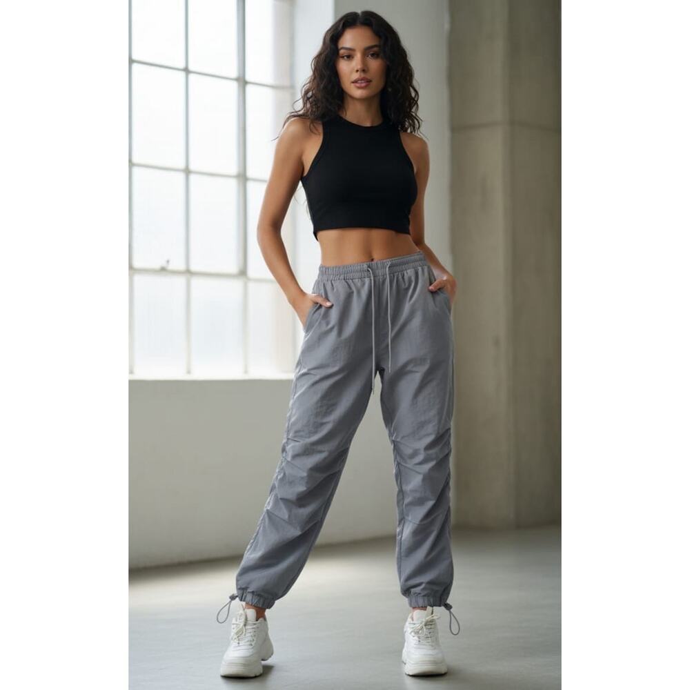 Ci Sono Women’s Cargo Pants Pull On Drawstring Pockets Gray Size Large